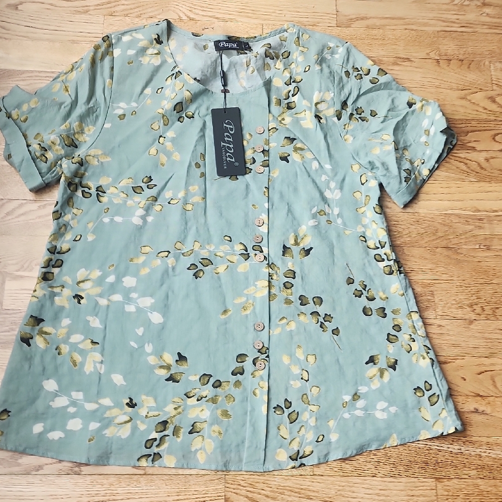 (L) NWT Papa Lightweight Rayon Cotton Blend Breathable Sustainable Soft Earthy